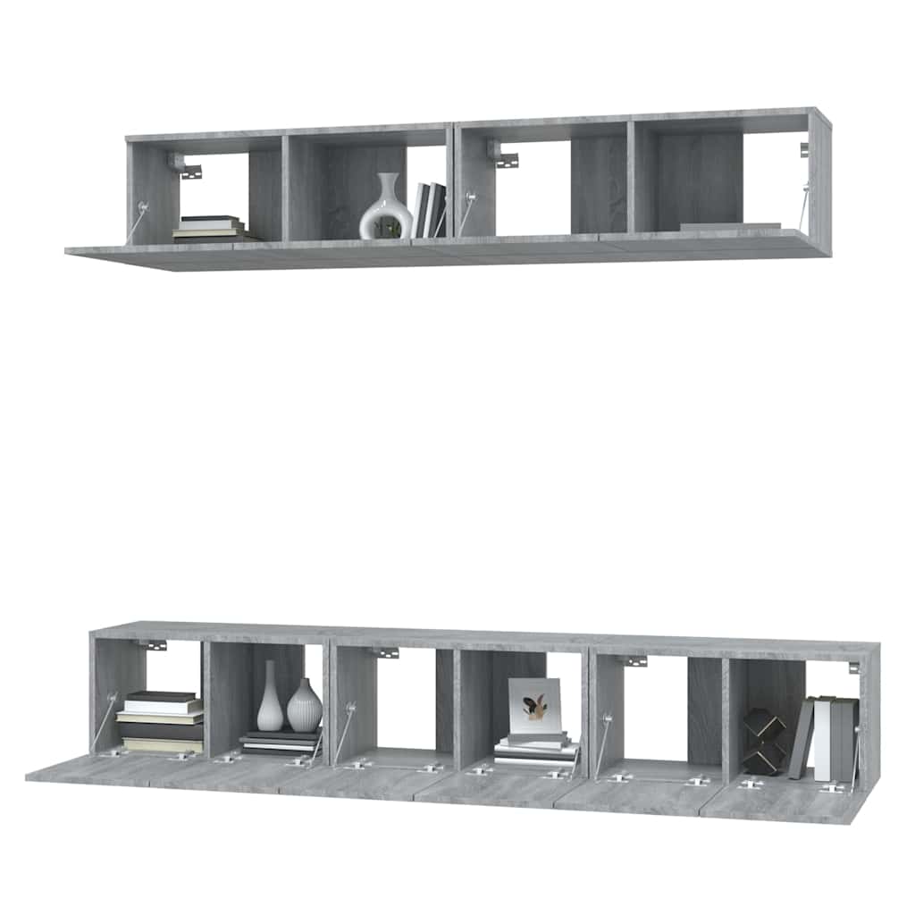 5 Piece TV Cabinet Set Grey Sonoma Engineered Wood