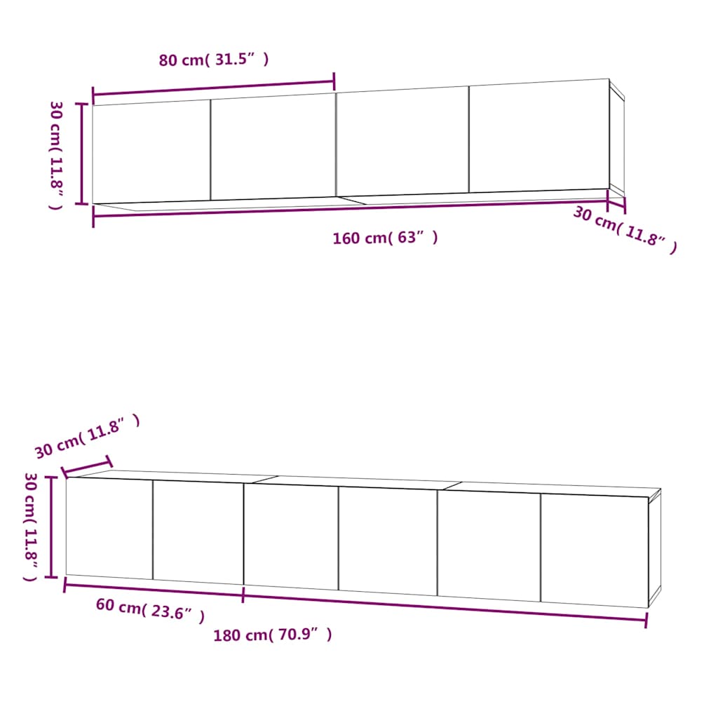5 Piece TV Cabinet Set Grey Sonoma Engineered Wood