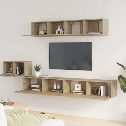 5 Piece TV Cabinet Set Sonoma Oak Engineered Wood