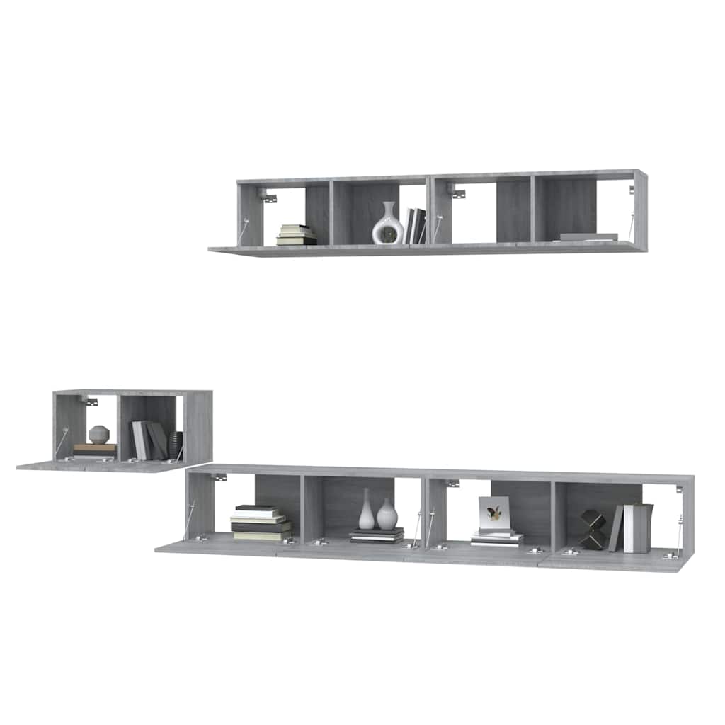 5 Piece TV Cabinet Set Grey Sonoma Engineered Wood