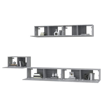5 Piece TV Cabinet Set Grey Sonoma Engineered Wood