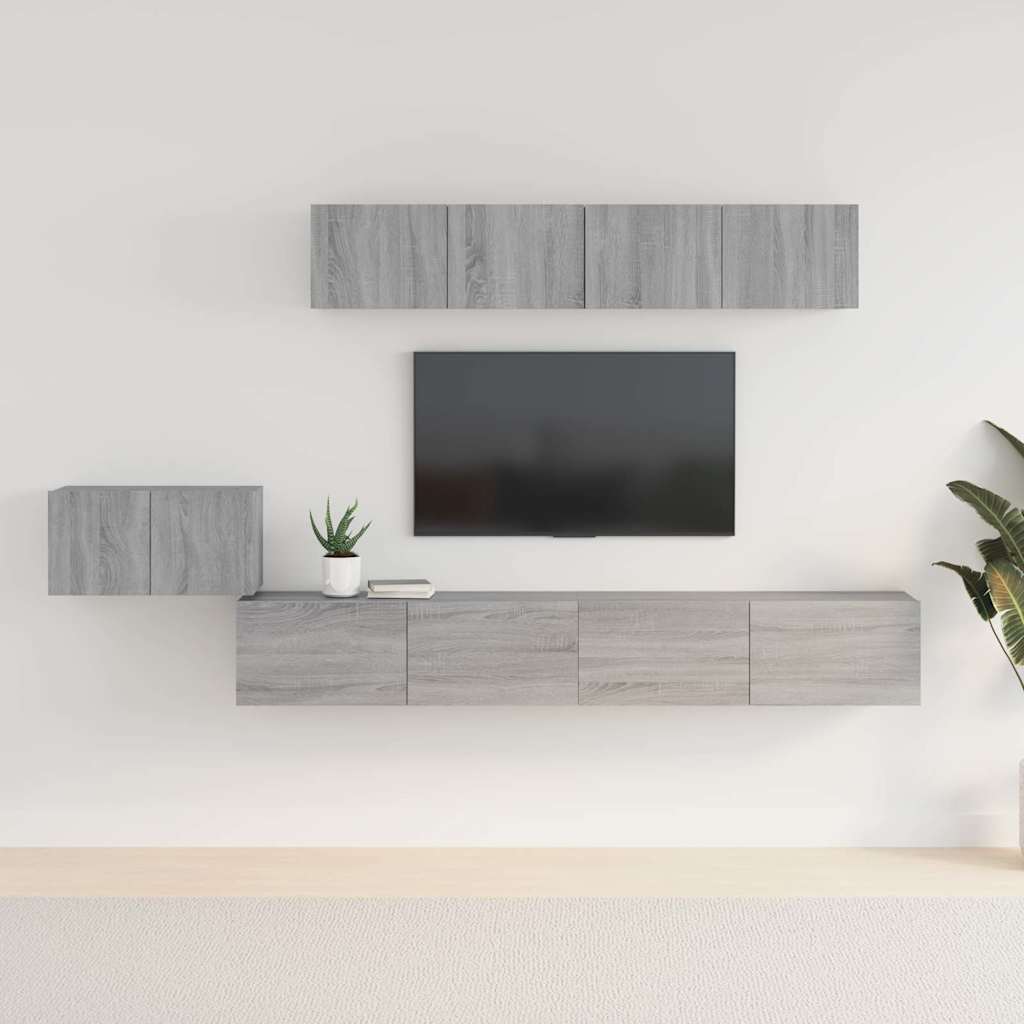 5 Piece TV Cabinet Set Grey Sonoma Engineered Wood
