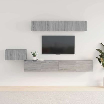 5 Piece TV Cabinet Set Grey Sonoma Engineered Wood