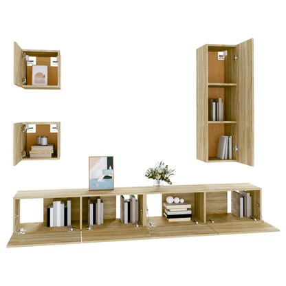 TV Cabinet Set | Set of 5 | Sonoma Oak | Engineered Wood | Large