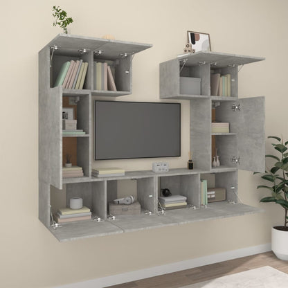 6 Piece TV Cabinet Set Concrete Grey Engineered Wood