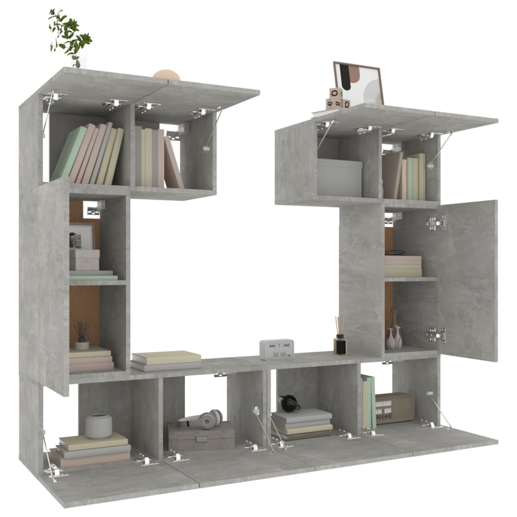 6 Piece TV Cabinet Set Concrete Grey Engineered Wood