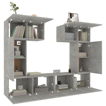 6 Piece TV Cabinet Set Concrete Grey Engineered Wood