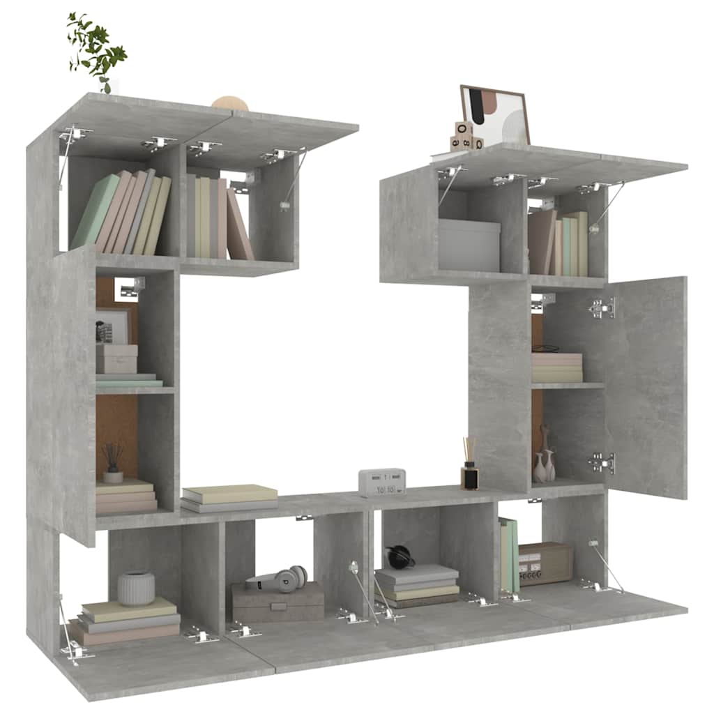 6 Piece TV Cabinet Set Concrete Grey Engineered Wood