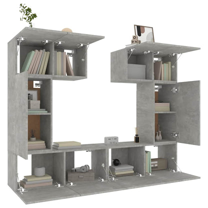 6 Piece TV Cabinet Set Concrete Grey Engineered Wood