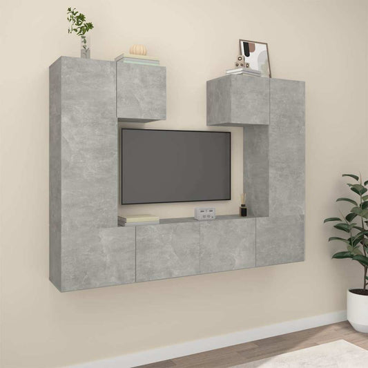 6 Piece TV Cabinet Set Concrete Grey Engineered Wood