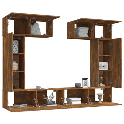 6 Piece TV Cabinet Set Smoked Oak Engineered Wood