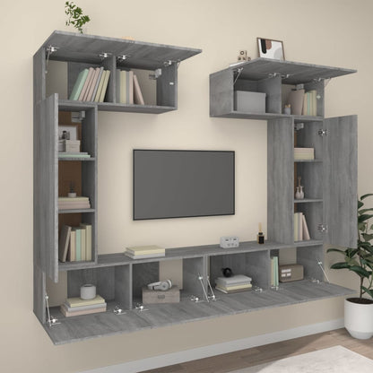 6 Piece TV Cabinet Set Grey Sonoma Engineered Wood