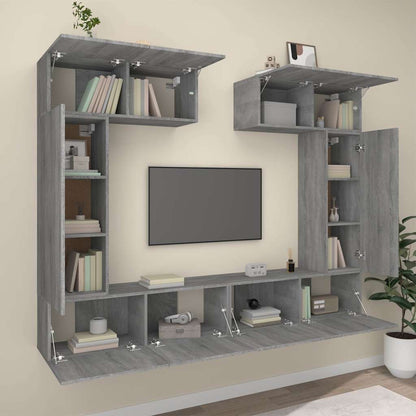 6 Piece TV Cabinet Set Grey Sonoma Engineered Wood