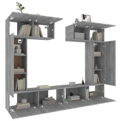 6 Piece TV Cabinet Set Grey Sonoma Engineered Wood