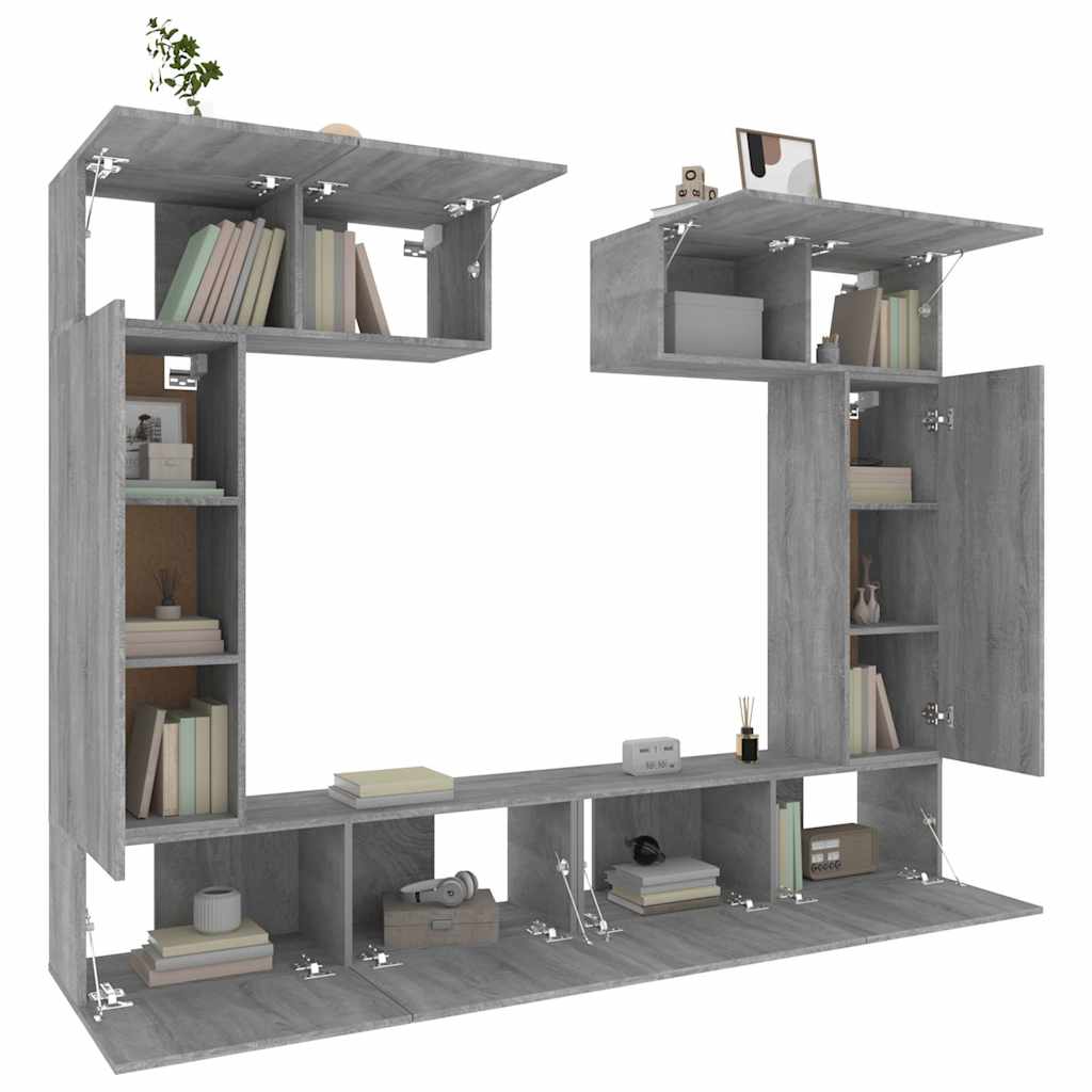 6 Piece TV Cabinet Set Grey Sonoma Engineered Wood