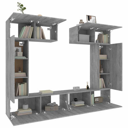 6 Piece TV Cabinet Set Grey Sonoma Engineered Wood