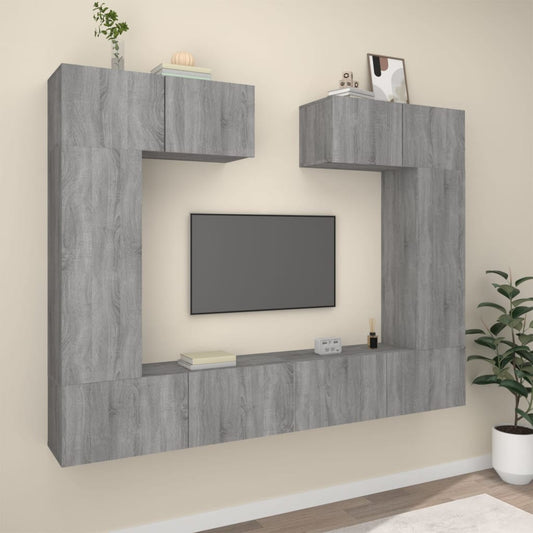 6 Piece TV Cabinet Set Grey Sonoma Engineered Wood