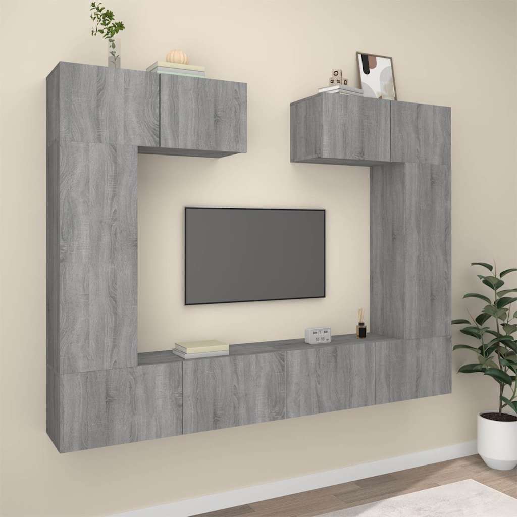 6 Piece TV Cabinet Set Grey Sonoma Engineered Wood