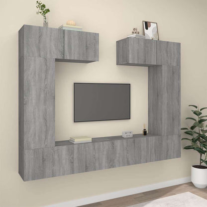 6 Piece TV Cabinet Set Grey Sonoma Engineered Wood