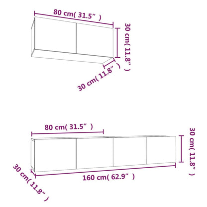 3 Piece TV Cabinet Set Concrete Grey Engineered Wood