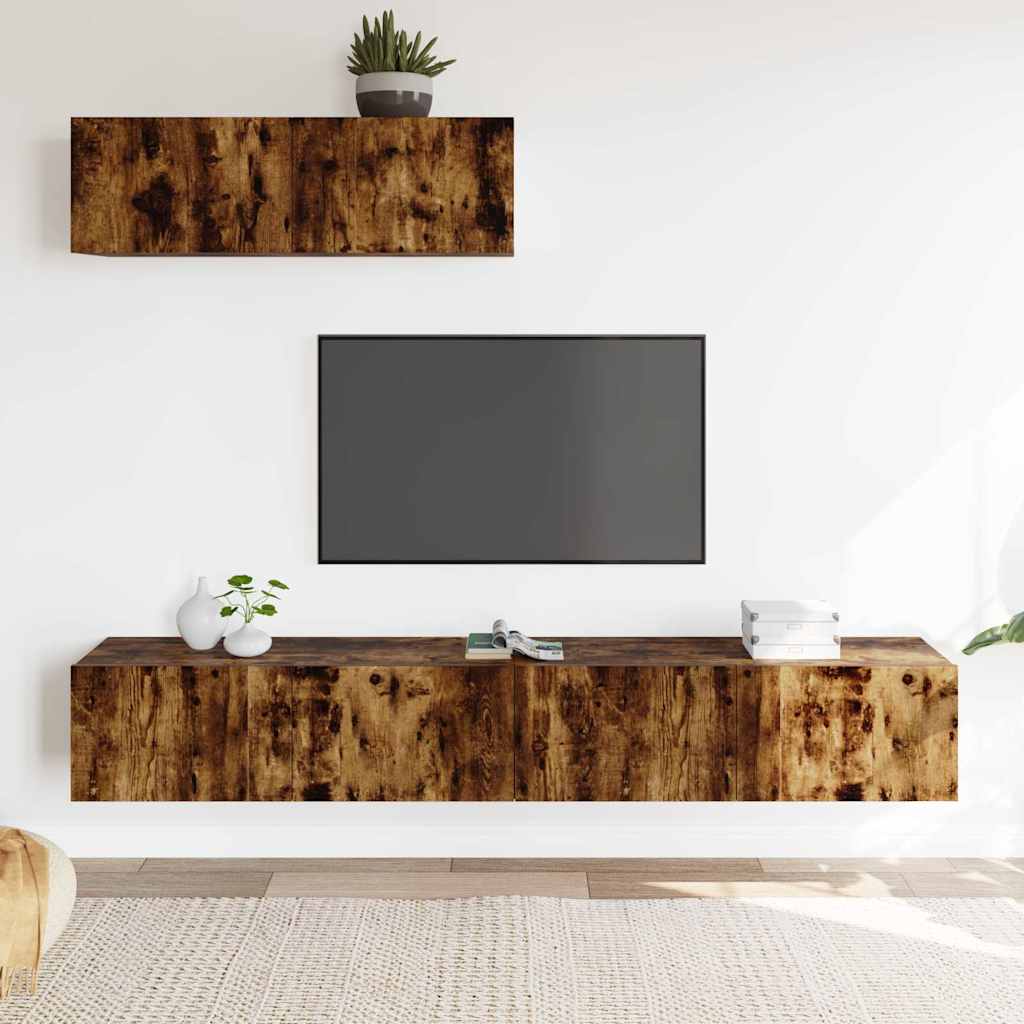 3 Piece TV Cabinet Set Smoked Oak Engineered Wood