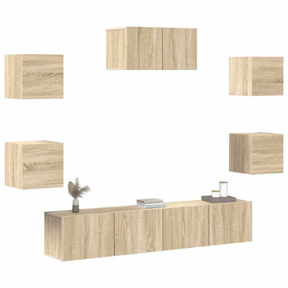 7 Piece TV Cabinet Set Sonoma Oak Engineered Wood