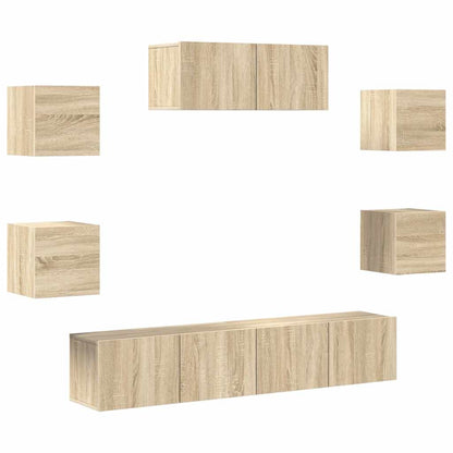 7 Piece TV Cabinet Set Sonoma Oak Engineered Wood