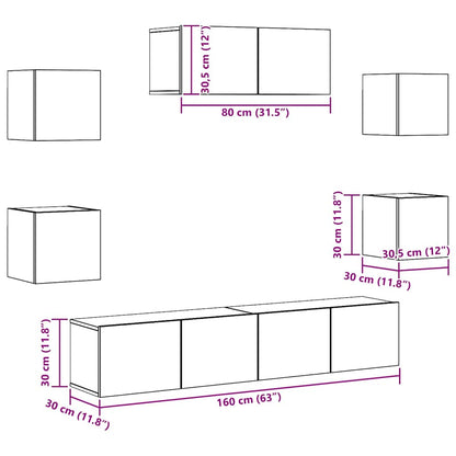 7 Piece TV Cabinet Set Sonoma Oak Engineered Wood