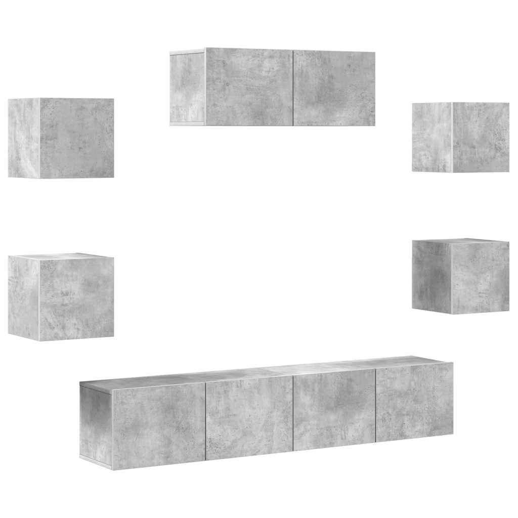 7 Piece TV Cabinet Set Concrete Grey Engineered Wood