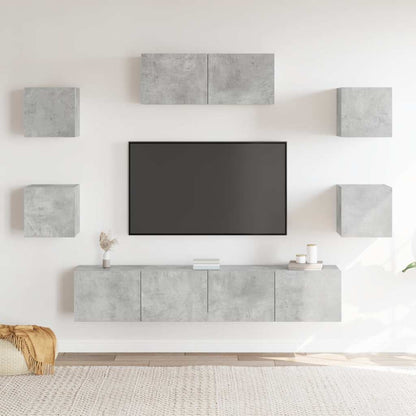 7 Piece TV Cabinet Set Concrete Grey Engineered Wood