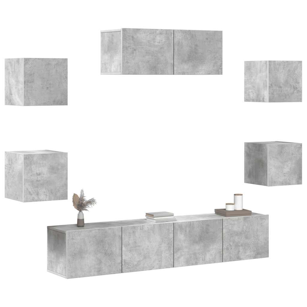 7 Piece TV Cabinet Set Concrete Grey Engineered Wood