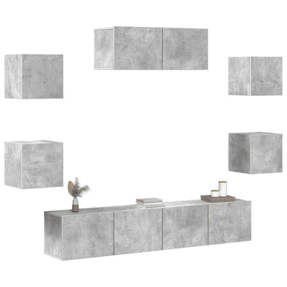 7 Piece TV Cabinet Set Concrete Grey Engineered Wood
