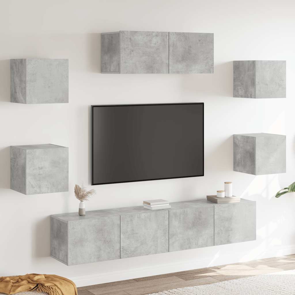 7 Piece TV Cabinet Set Concrete Grey Engineered Wood