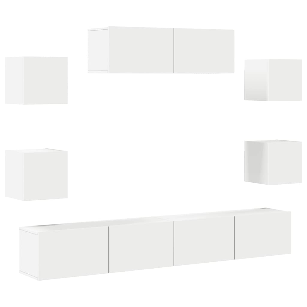 TV Cabinet Set | Set of 7 | White | Engineered wood | TV Stand