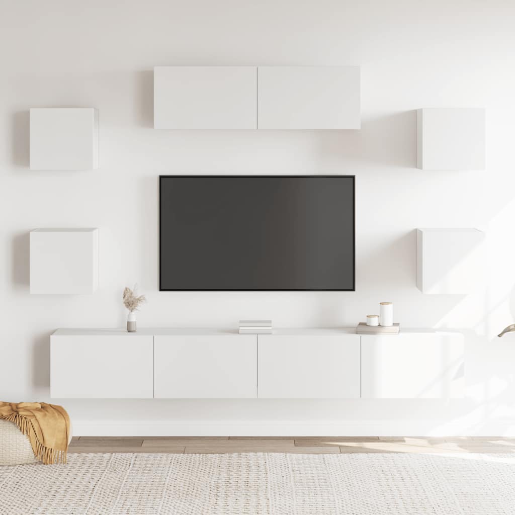 TV Cabinet Set | Set of 7 | White | Engineered wood | TV Stand