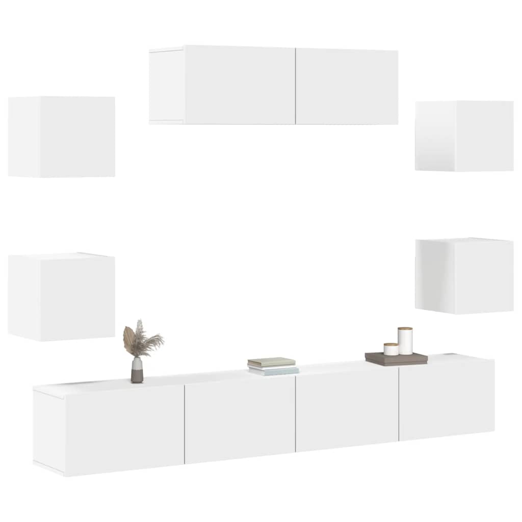 TV Cabinet Set | Set of 7 | White | Engineered wood | TV Stand