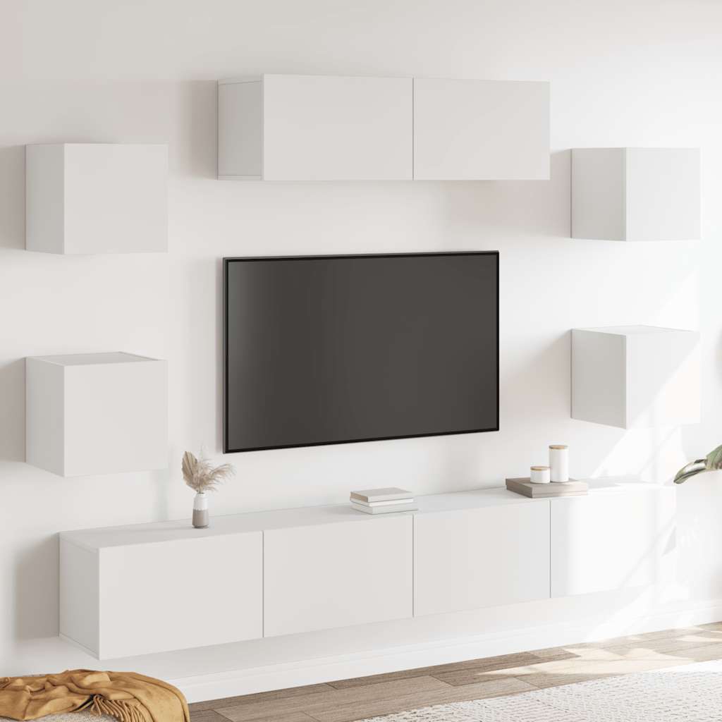 TV Cabinet Set | Set of 7 | White | Engineered wood | TV Stand