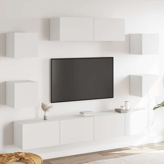 TV Cabinet Set | Set of 7 | White | Engineered wood | TV Stand