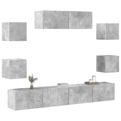 7 Piece TV Cabinet Set Concrete Grey Engineered Wood