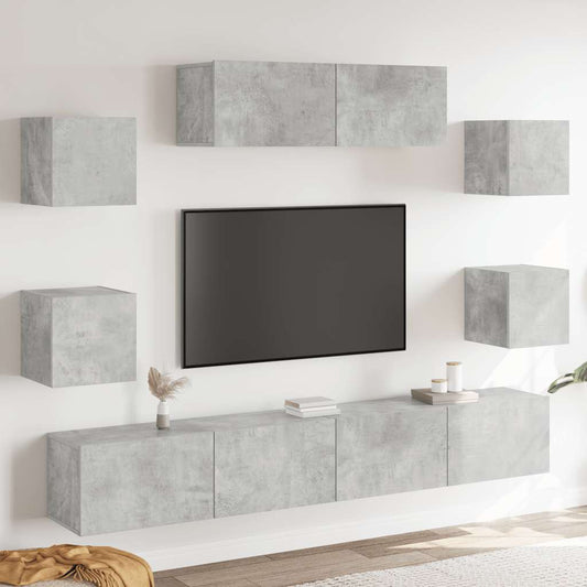 7 Piece TV Cabinet Set Concrete Grey Engineered Wood