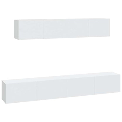 4 Piece TV Cabinet Set White Engineered Wood