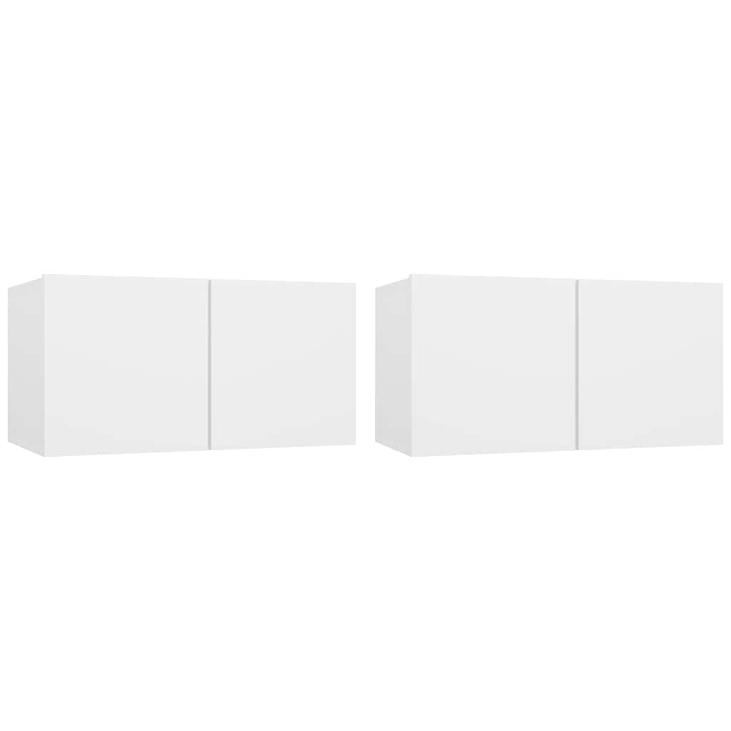 4 Piece TV Cabinet Set White Engineered Wood