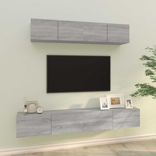 4 Piece TV Cabinet Set Grey Sonoma Engineered Wood