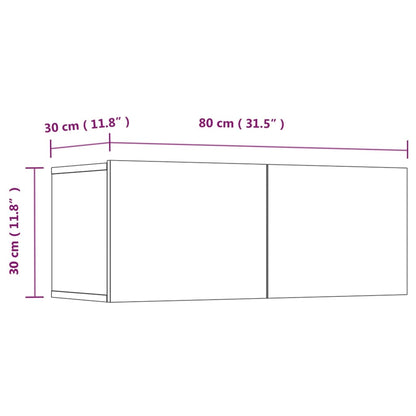 4 Piece TV Cabinet Set White Engineered Wood