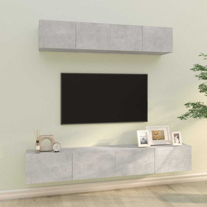 4 Piece TV Cabinet Set Concrete Grey Engineered Wood