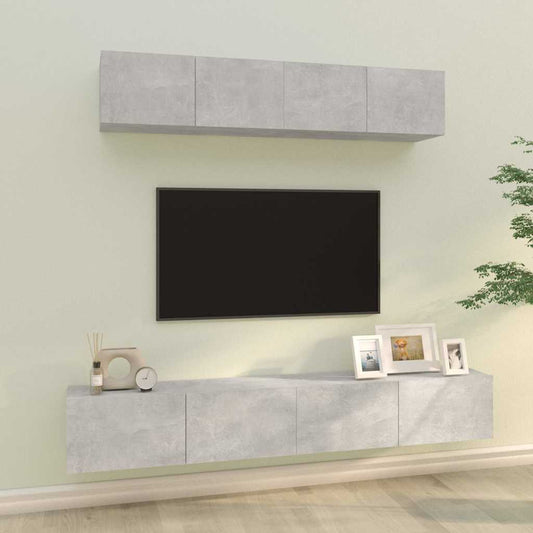 4 Piece TV Cabinet Set Concrete Grey Engineered Wood