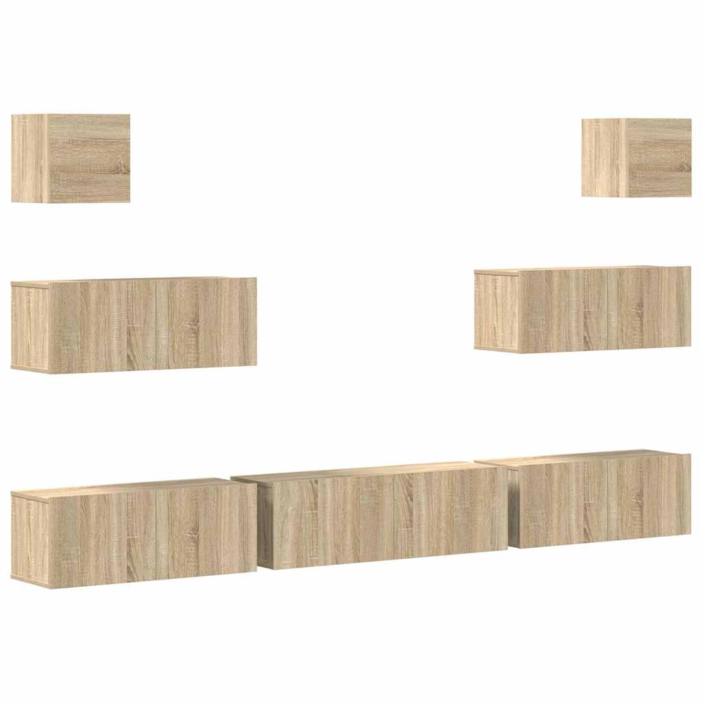 7 Piece TV Cabinet Set Sonoma Oak Engineered Wood