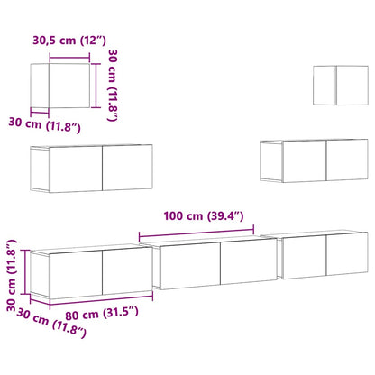 7 Piece TV Cabinet Set Sonoma Oak Engineered Wood