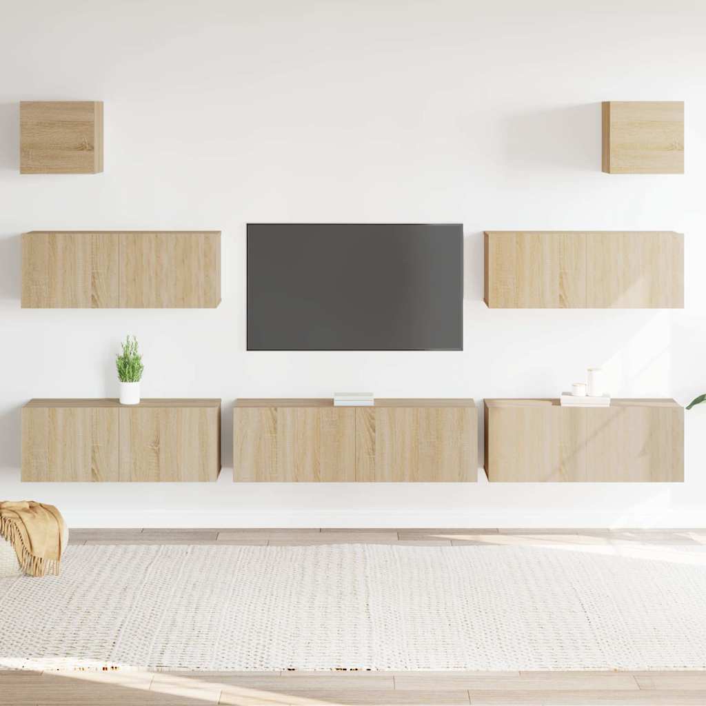 7 Piece TV Cabinet Set Sonoma Oak Engineered Wood