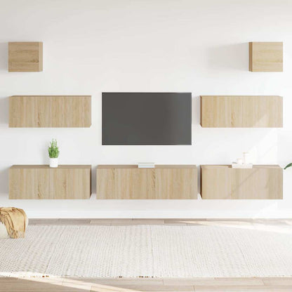7 Piece TV Cabinet Set Sonoma Oak Engineered Wood